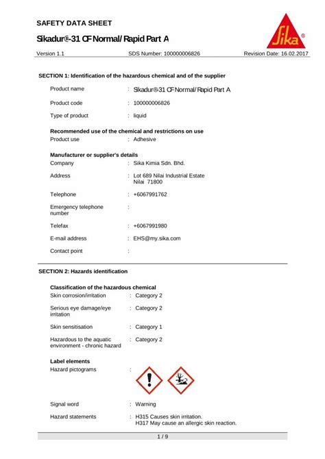 sikadur 31 safety data sheet.